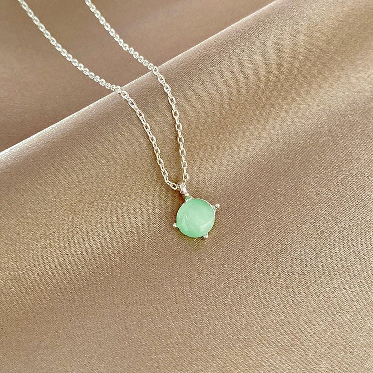 Elegant Green Jade Pendant Crystal Stone Necklace - FlyingCart.pk