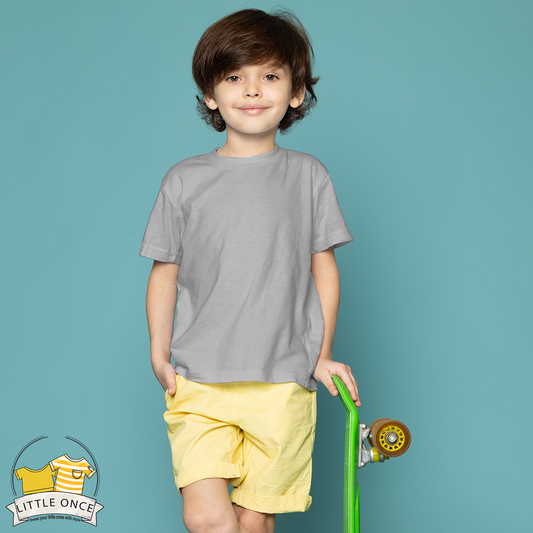 Silver Grey Kids Half Sleeves T-Shirt For Boys - FlyingCart.pk