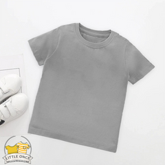 Silver Grey Kids Half Sleeves T-Shirt For Boys