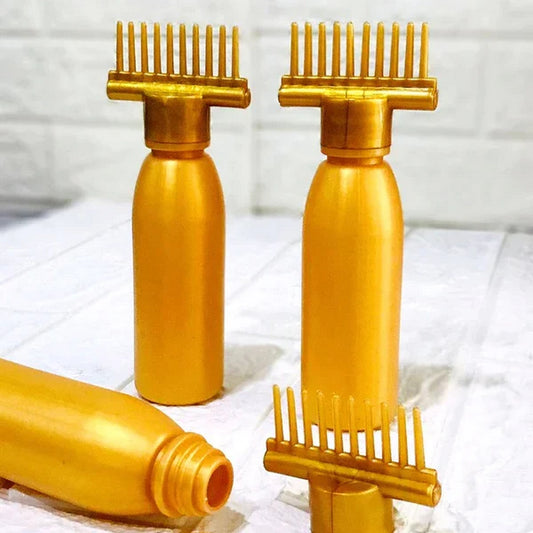 Hair Oil Comb Bottle gold - FlyingCart.pk
