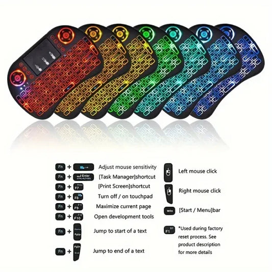 i8 2.4G Mini Wireless Keyboard with Touchpad – 7-Color Backlight - Flyingcart.pk