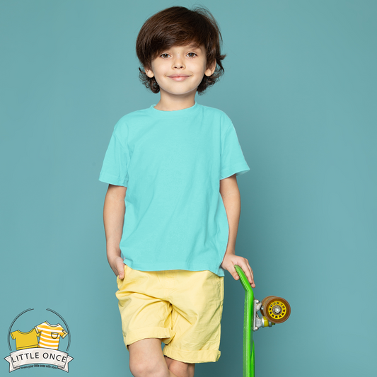 Ice blue Kids Half Sleeves T-Shirt For Boys - FlyingCart.pk