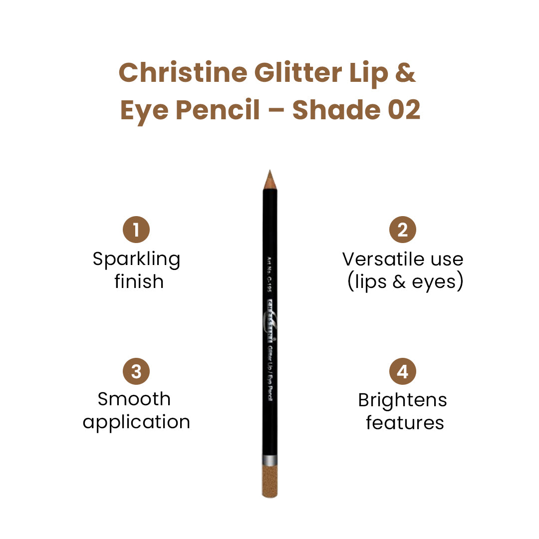 Christine Glitter Lip & Eye Pencil – Shade 02 - FlyingCart.pk