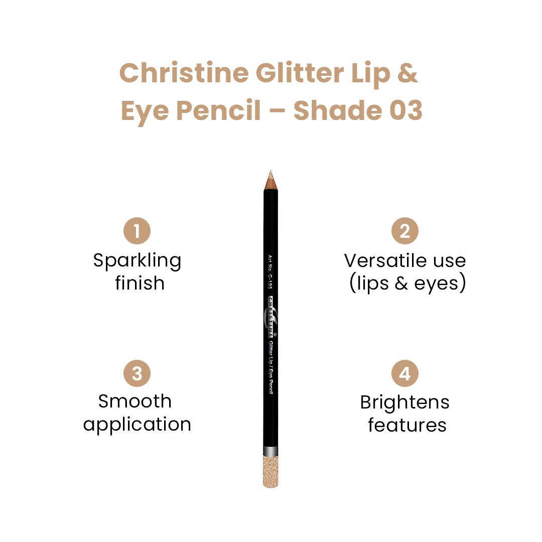 Christine Glitter Lip & Eye Pencil – Shade 03 - FlyingCart.pk