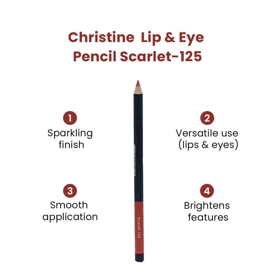 Christine Lip & Eye Pencil Scarlet-125 - FlyingCart.pk