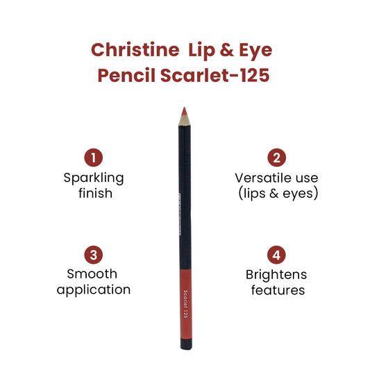 Christine Lip & Eye Pencil Scarlet-125 - FlyingCart.pk