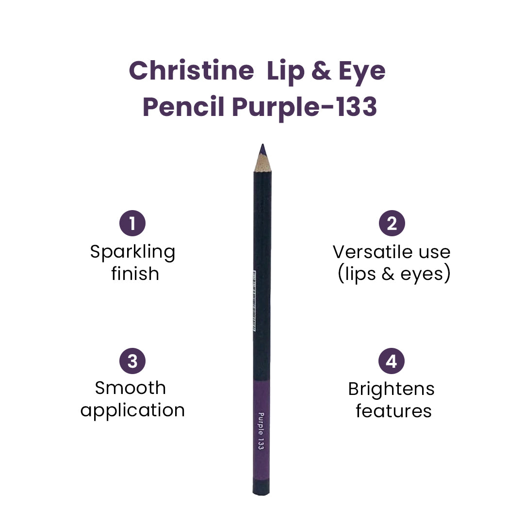 Christine Lip & Eye Pencil Purple-133 - FlyingCart.pk