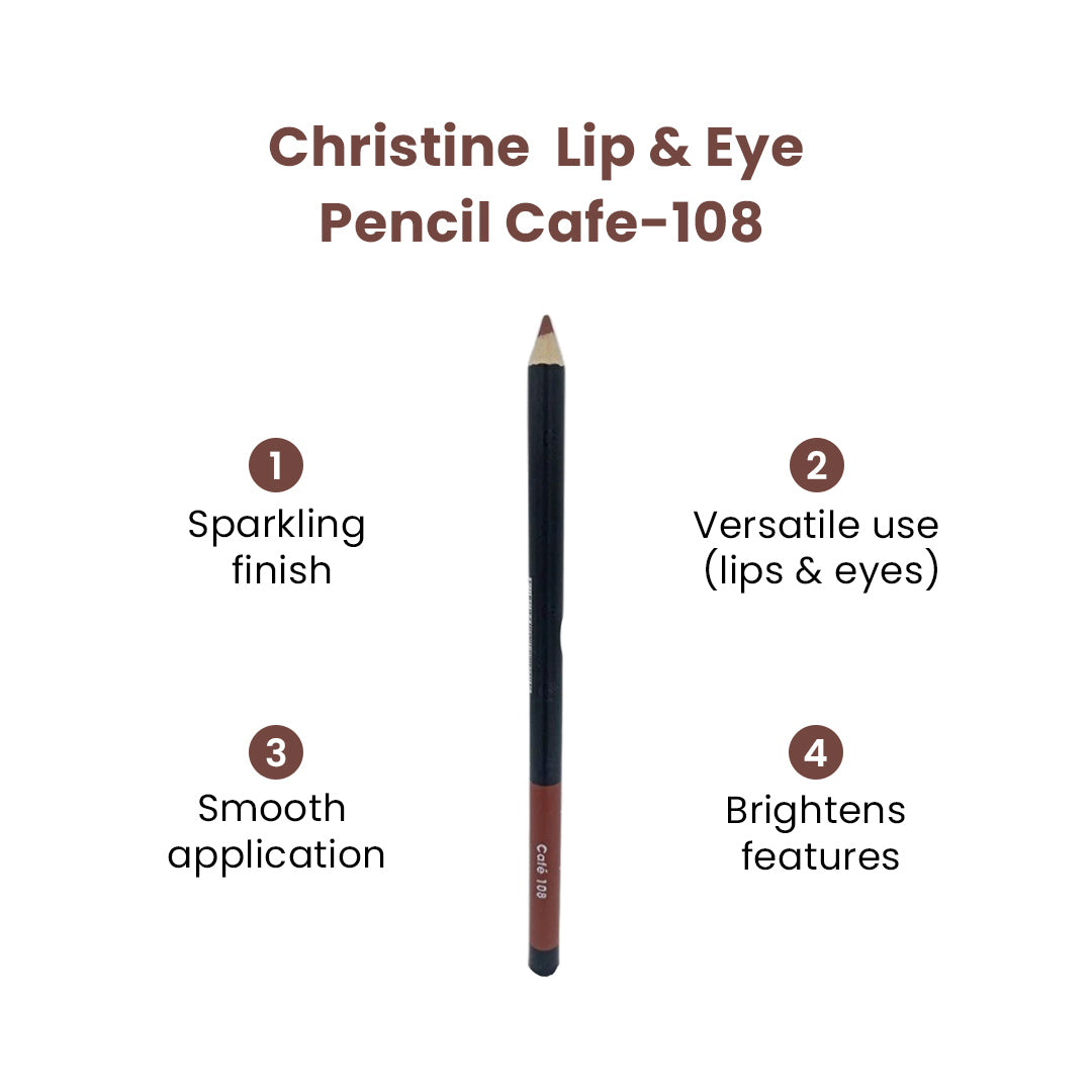 Christine Lip & Eye Pencil Cafe-108 - FlyingCart.pk