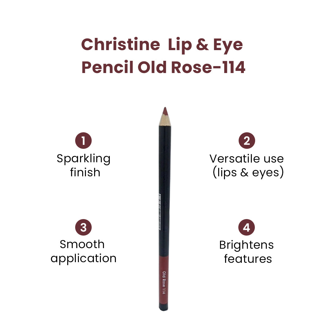 Christine Lip & Eye Pencil Old Rose-114 - FlyingCart.pk