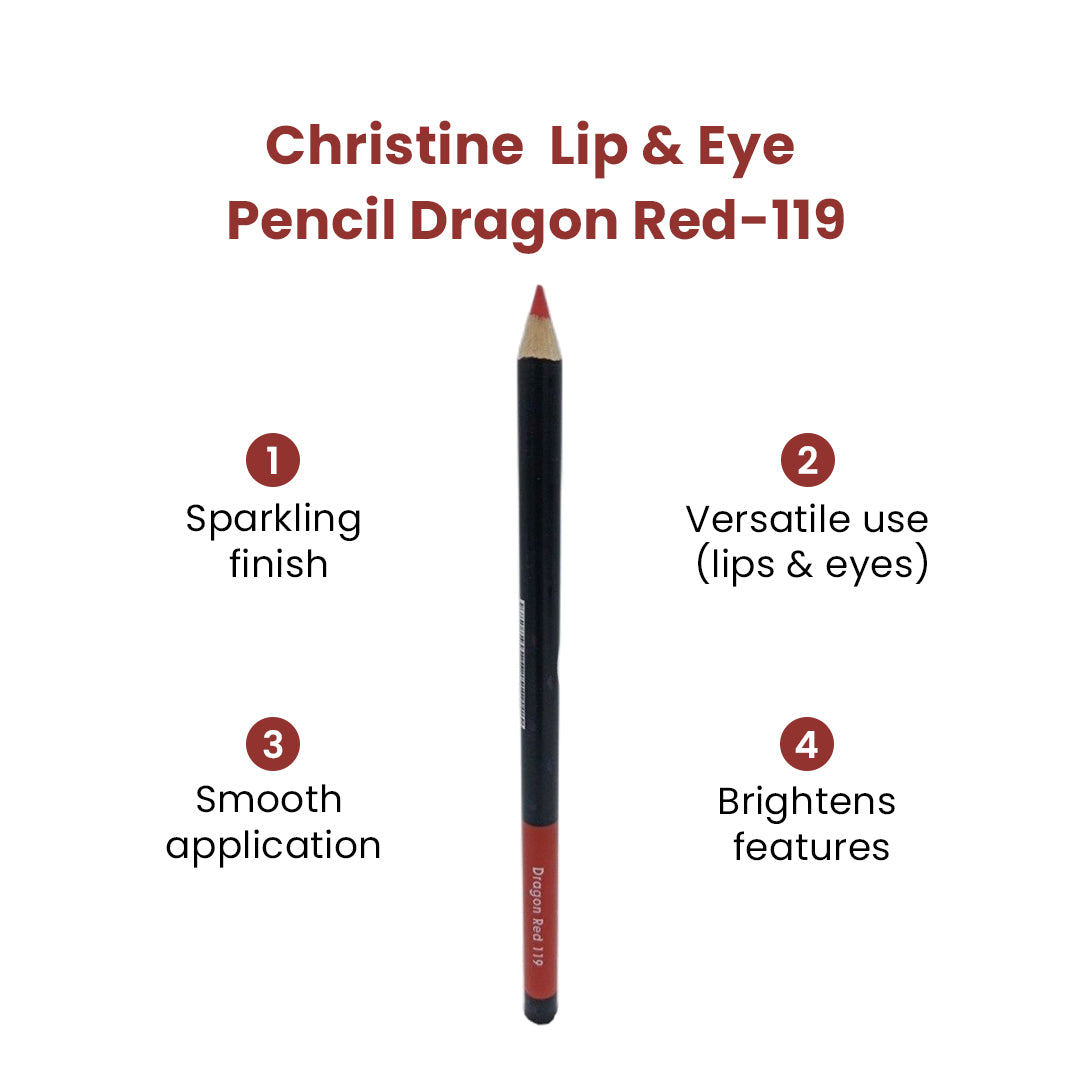 Christine Lip & Eye Pencil Dragon Red-119 - FlyingCart.pk