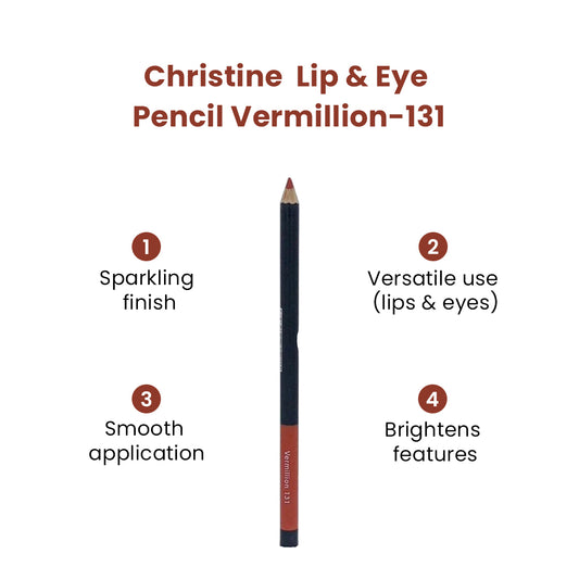 Christine Lip & Eye Pencil Vermillion-131 - FlyingCart.pk