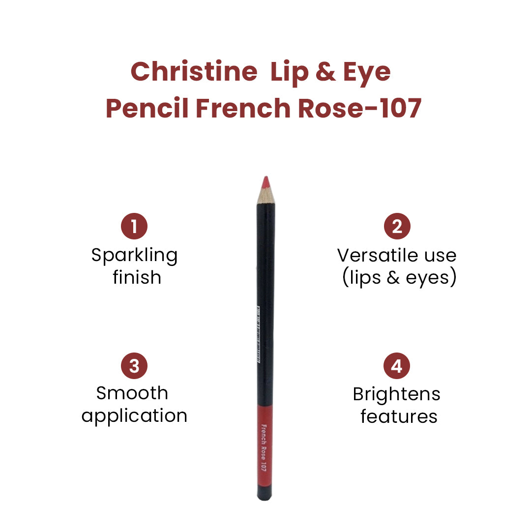 Christine Lip & Eye Pencil French Rose-107 - FlyingCart.pk