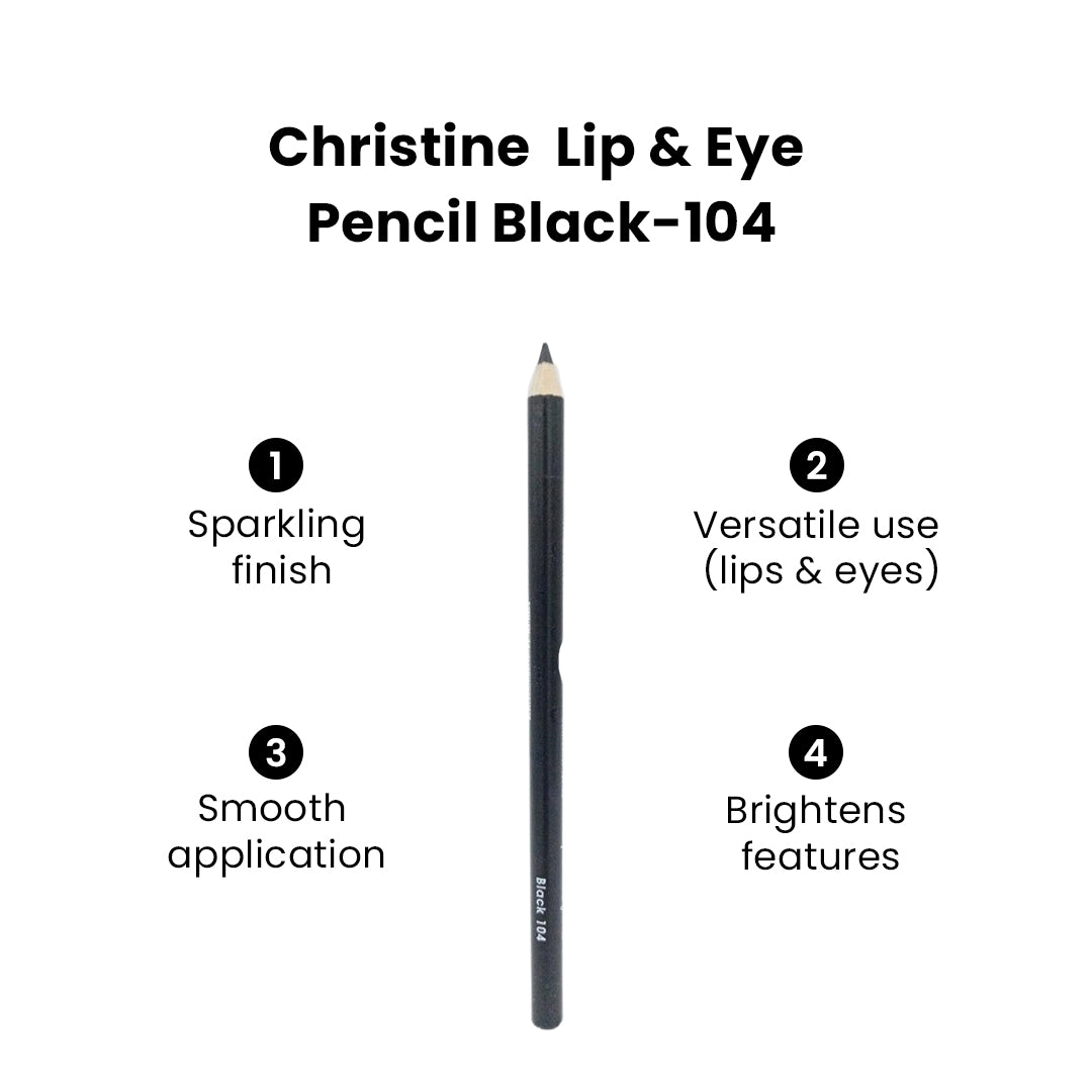 Christine Lip & Eye Pencil Black-104 - Flyingcart.pk