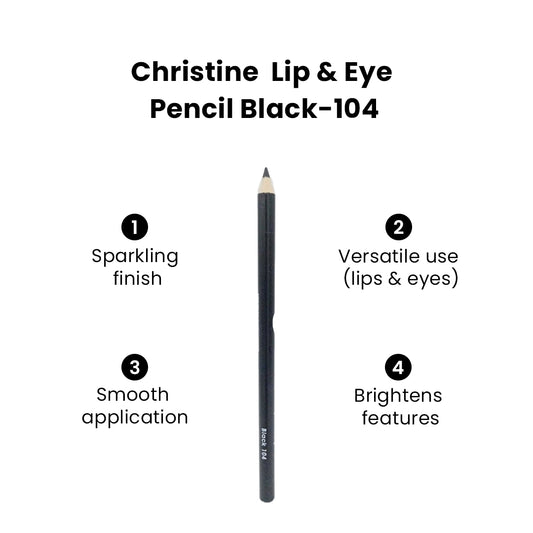 Christine Lip & Eye Pencil Black-104 - Flyingcart.pk