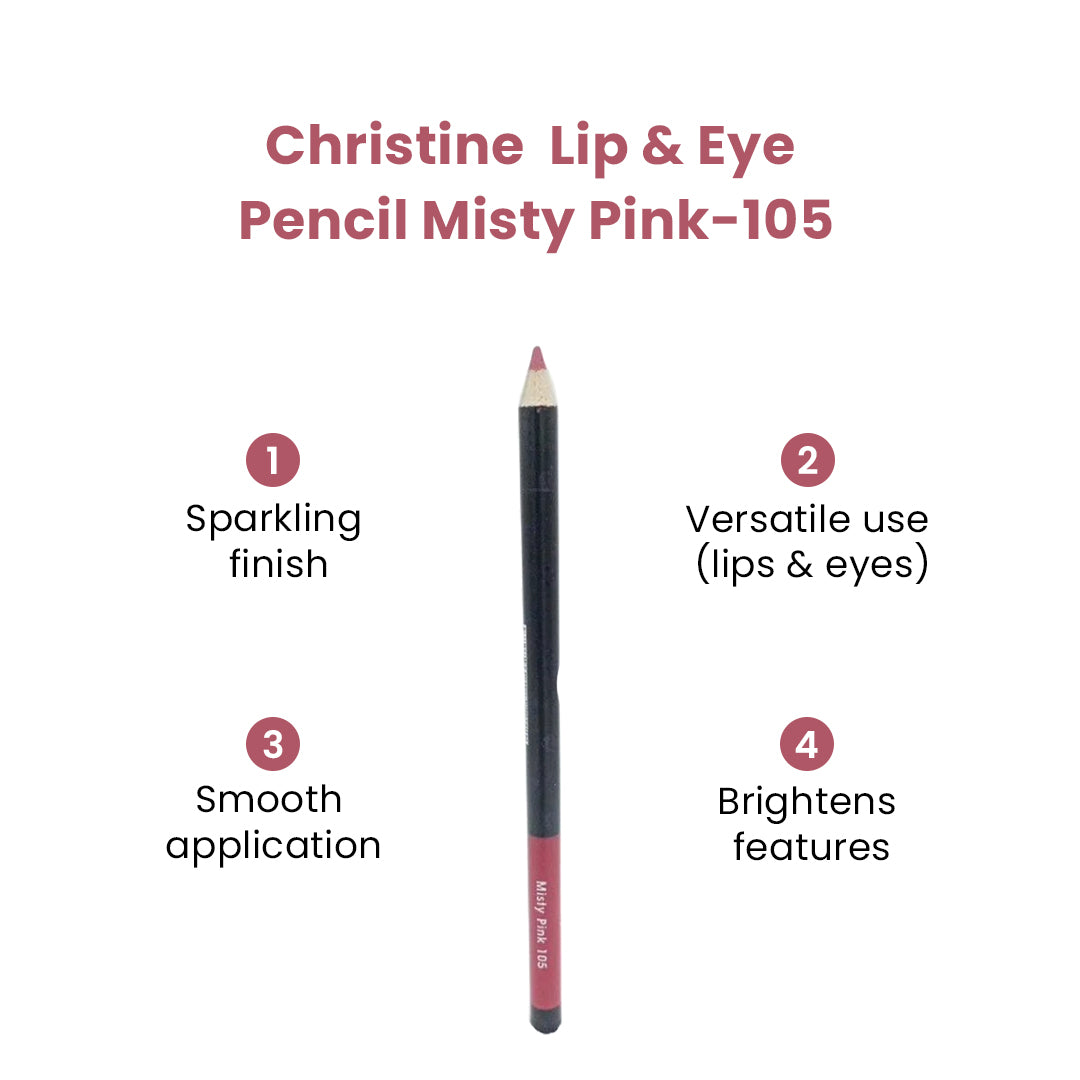 Christine Lip & Eye Pencil Misty Pink-105 - FlyingCart.pk