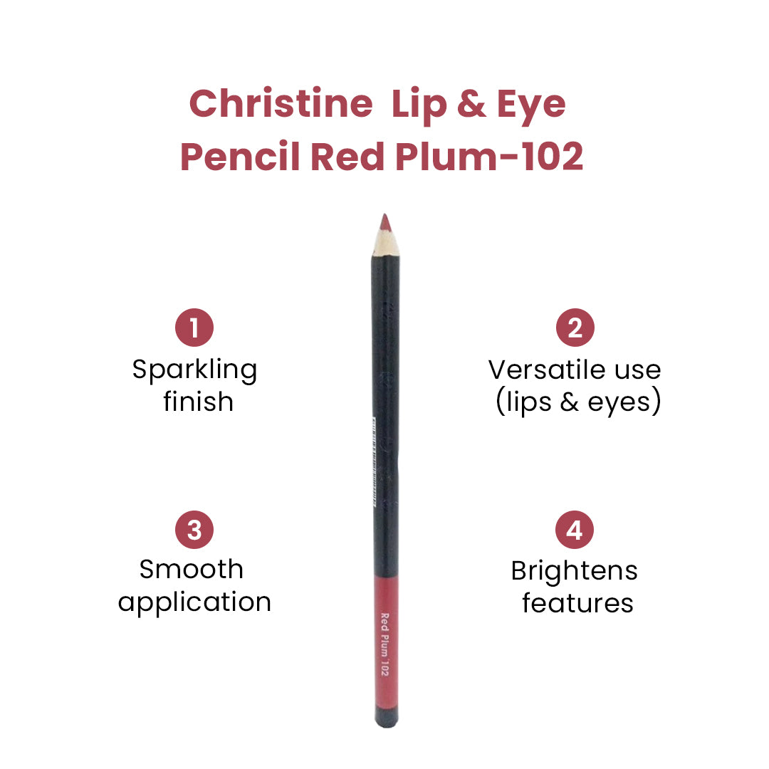 Christine Lip & Eye Pencil Red Plum-102 - FlyingCart.pk