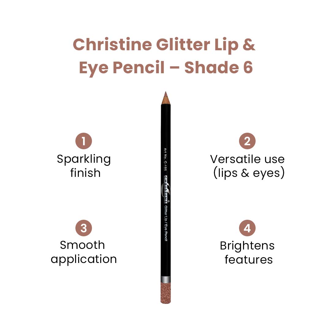 Christine Glitter Lip & Eye Pencil – Shade 06 - Flyingcart.pk