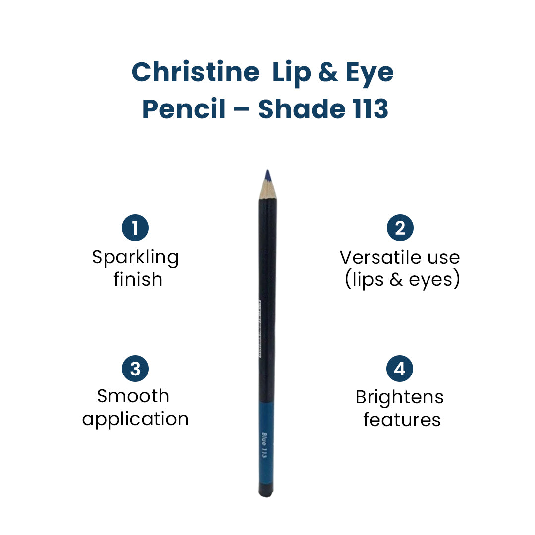 Christine Lip & Eye Pencil Blue-113 - FlyingCart.pk