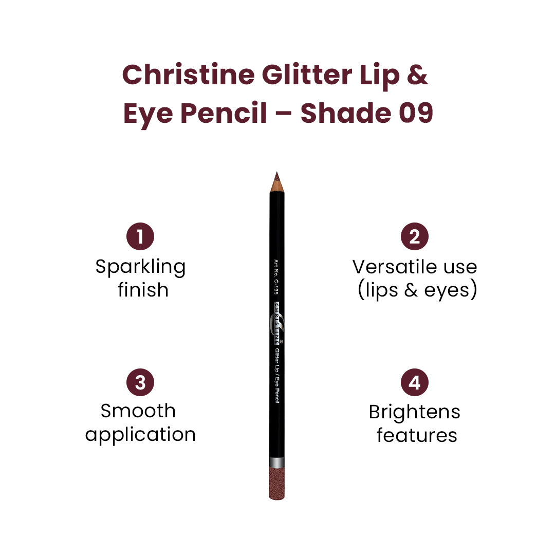 Christine Glitter Lip & Eye Pencil – Shade 09 - FlyingCart.pk