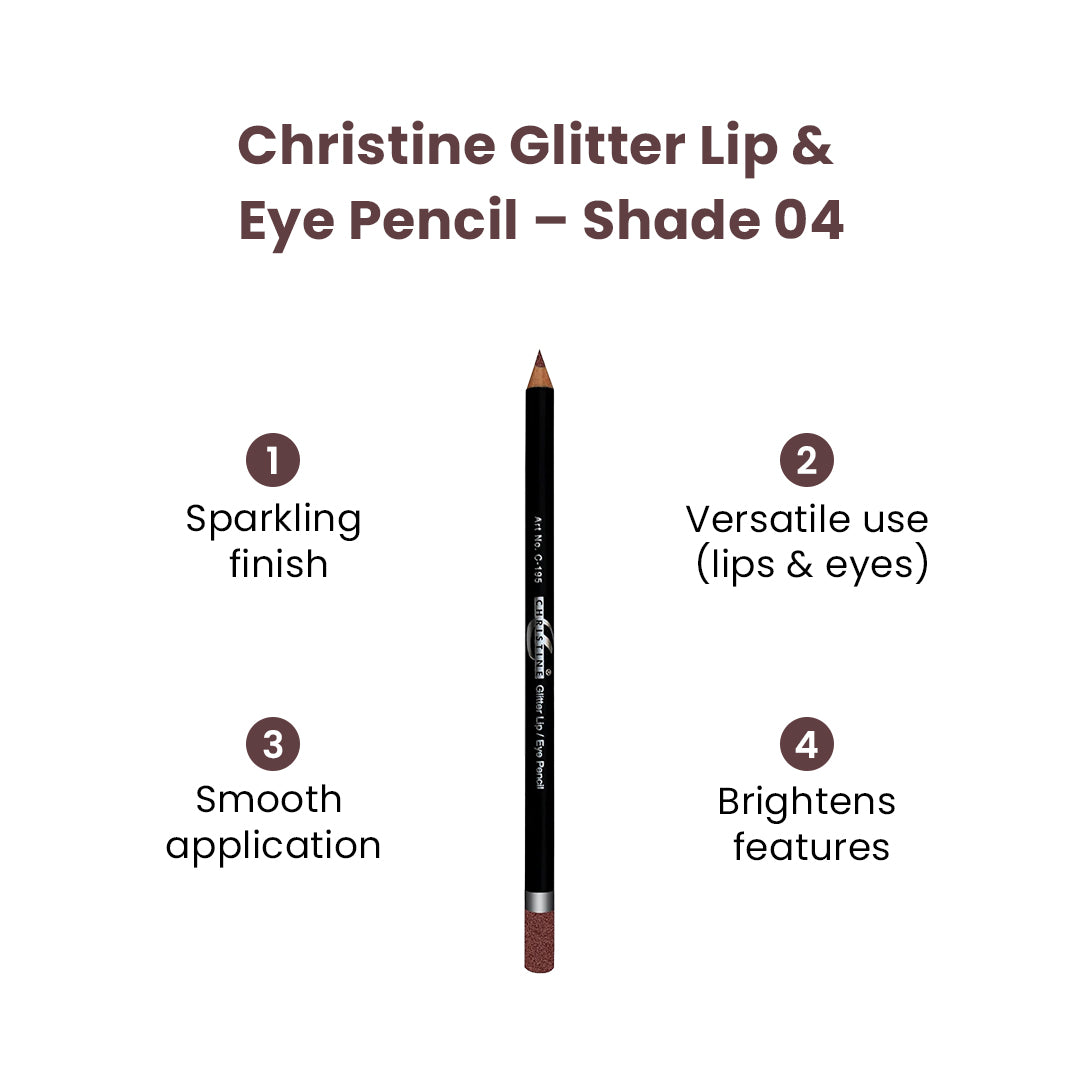 Christine Glitter Lip & Eye Pencil – Shade 04 - FlyingCart.pk