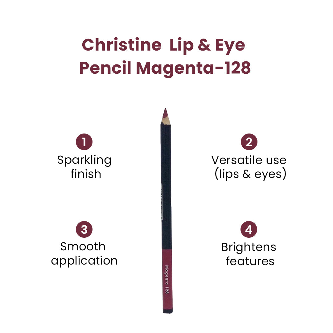 Christine Lip & Eye Pencil Magenta-128 - FlyingCart.pk