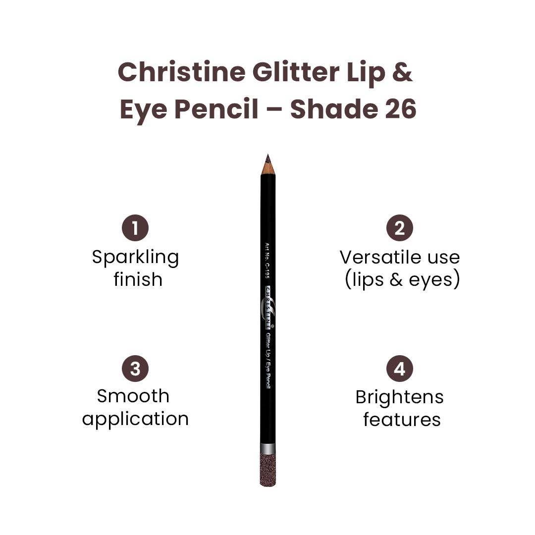 Christine Glitter Lip & Eye Pencil – Shade 26 - Flyingcart.pk