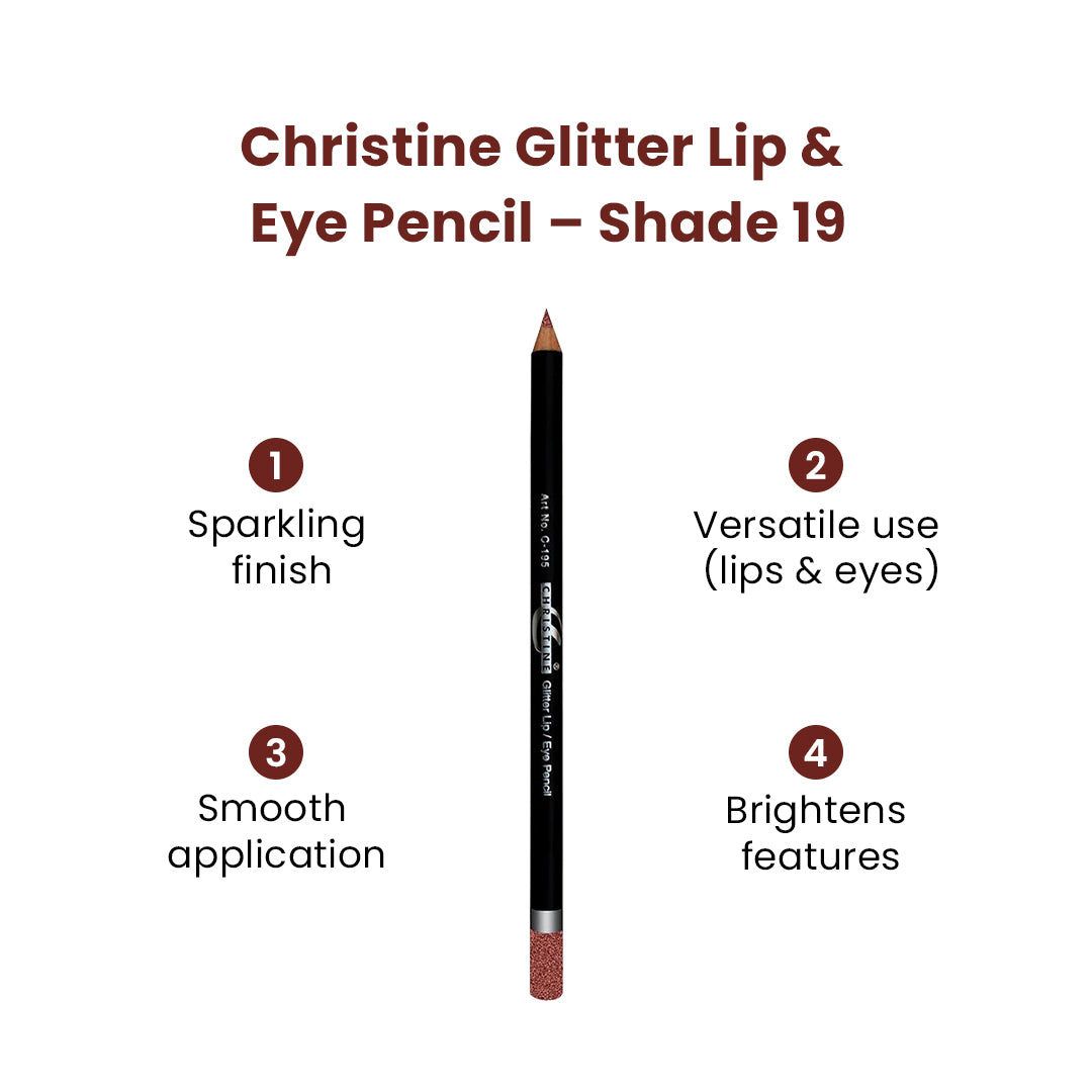 Christine Glitter Lip & Eye Pencil – Shade 19 - Flyingcart.pk