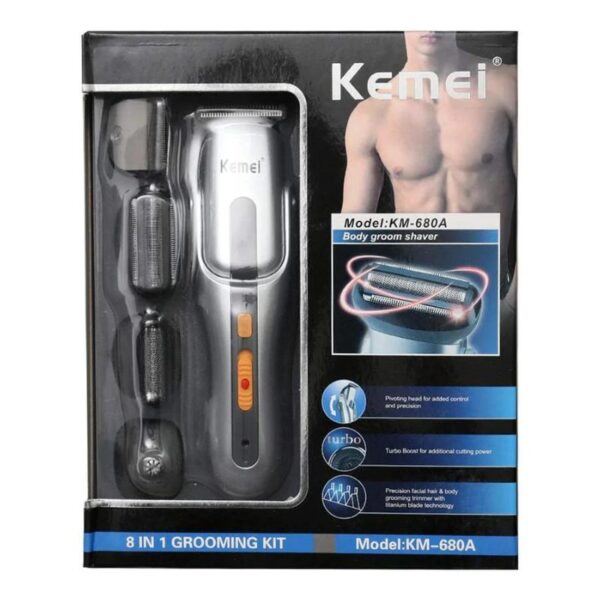 Kemei KM-680 8-in-1 Grooming Kit Trimmer - FlyingCart.pk