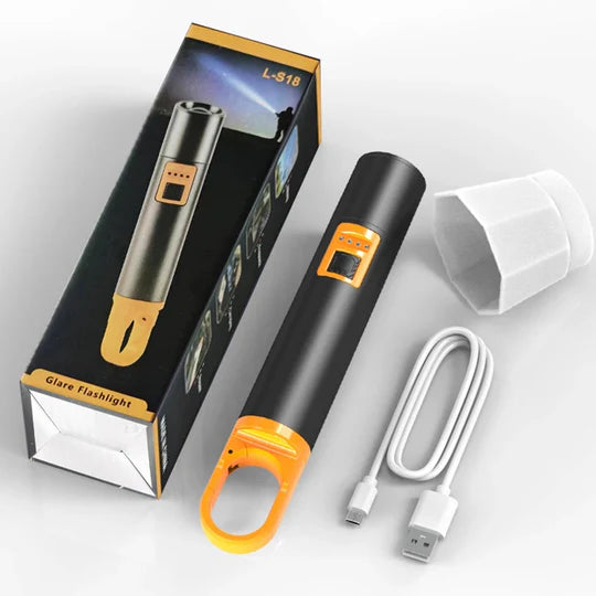 l-s18-glare-rechargeable-type-c-led-flashlight-with-power-bank-usb-input-output-digital-display-emergency-torch-phone-charger-for-outdoor-home-use-1-flyingcart.pk