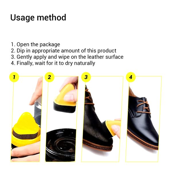 Black Leather Shoe Polish Cream with Sponge - Flyingcart.pk
