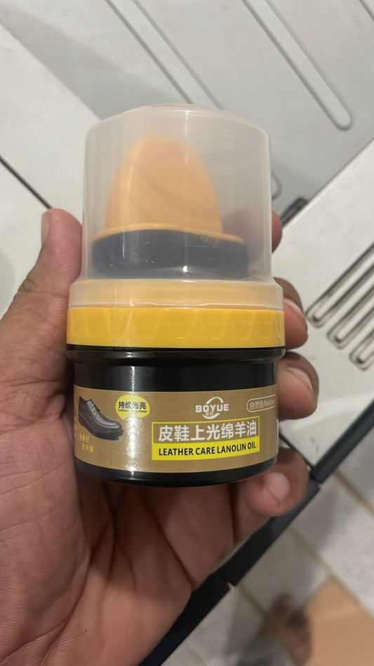 Black Leather Shoe Polish Cream with Sponge - Flyingcart.pk