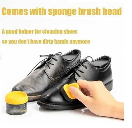 Black Leather Shoe Polish Cream with Sponge - Flyingcart.pk