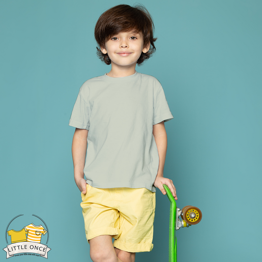 Light Grey Kids Half Sleeves T-Shirt For Boys - FlyingCart.pk