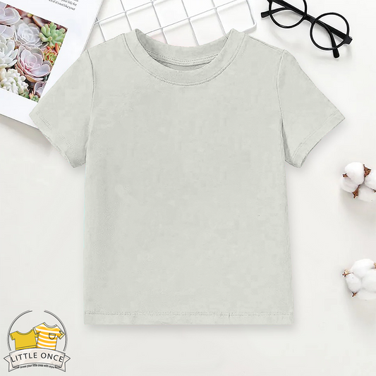 Light Grey Kids Half Sleeves T-Shirt For Girls - FlyingCart.pk