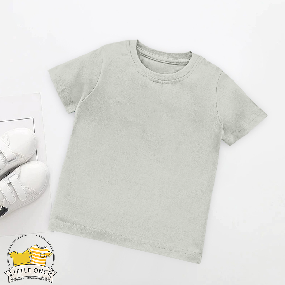 Light Grey Kids Half Sleeves T-Shirt For Girls