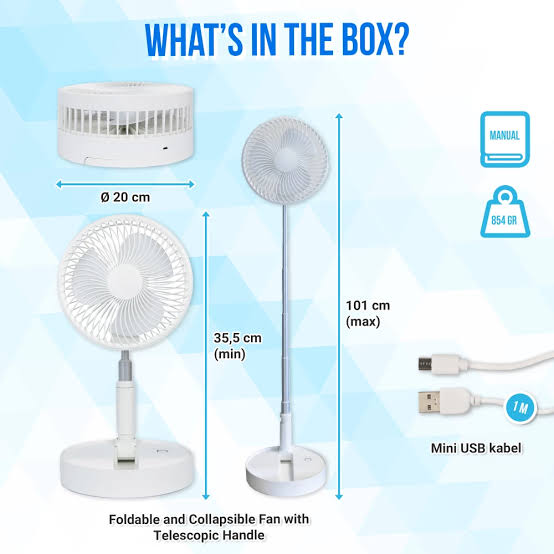 Long Stand Rechargeable Portable Folding Fan - Flyingcart.pk