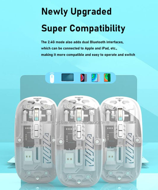 M-10A Transparent Wireless + Bluetooth Dual Mode Rechargeable Mouse - Flyingcart.pk