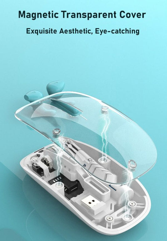 M-10A Transparent Wireless + Bluetooth Dual Mode Rechargeable Mouse - Flyingcart.pk