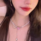 Elegant Retro Pearl And Zircon Heart Beads Necklace Light Luxury - FlyingCart.pk