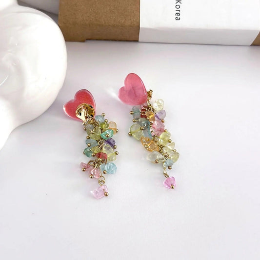 Pink Stone Long Clip On Earring - FlyingCart.pk