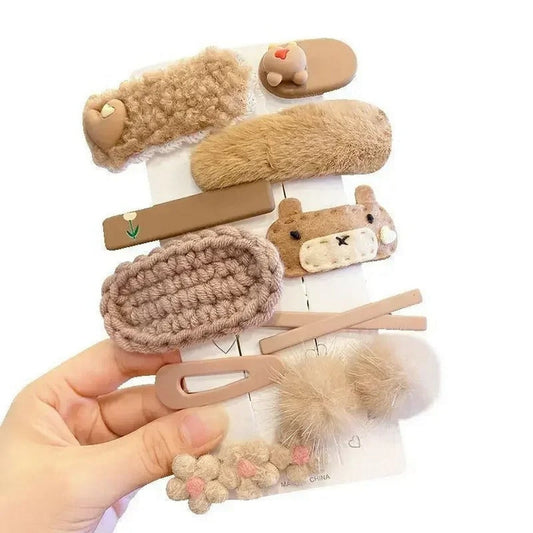 Hair Clips For Women Bear And Rabbit Hair Clip (Hand Made) 10 Pcs - FlyingCart.pk