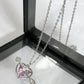 Sweet Pink Heart Shaped Rhinestone Pendant Necklace - FlyingCart.pk