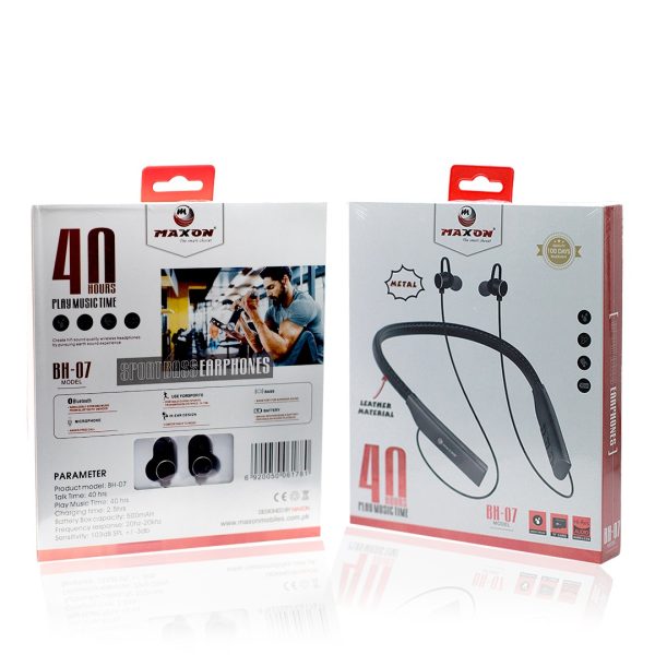 Maxon BH-07 Wireless Neckband – 40 Hours Playtime | 500mAh Battery | Superior Audio for All-Day Listening - Flyingcart.pk