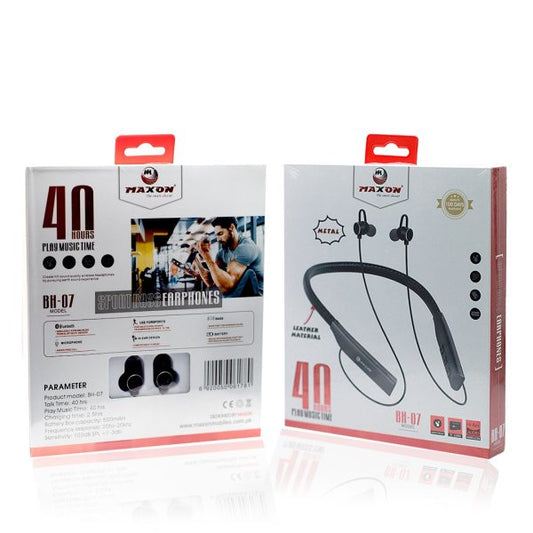 Maxon BH-07 Wireless Neckband – 40 Hours Playtime | 500mAh Battery | Superior Audio for All-Day Listening - Flyingcart.pk