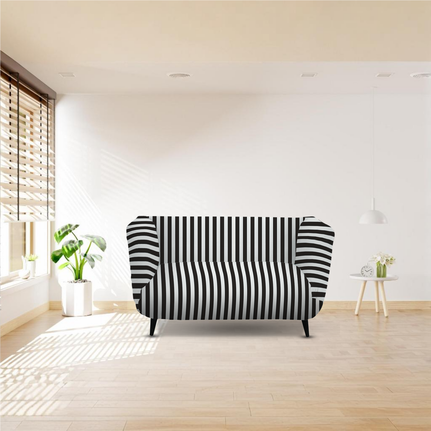 Monochrome Striped Sofa Chair Cover- FlyingCart.pk