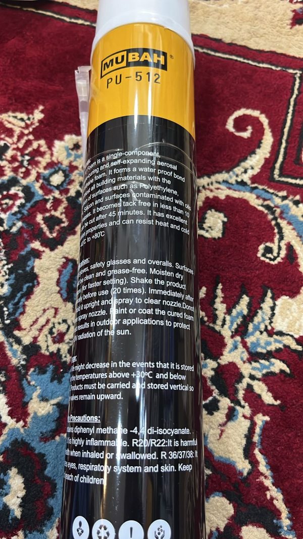 Mubah PU Foam Spray 750ml – High-Performance Expanding Sealant for Gaps, Cracks & Joints-Flyingcart.pk
