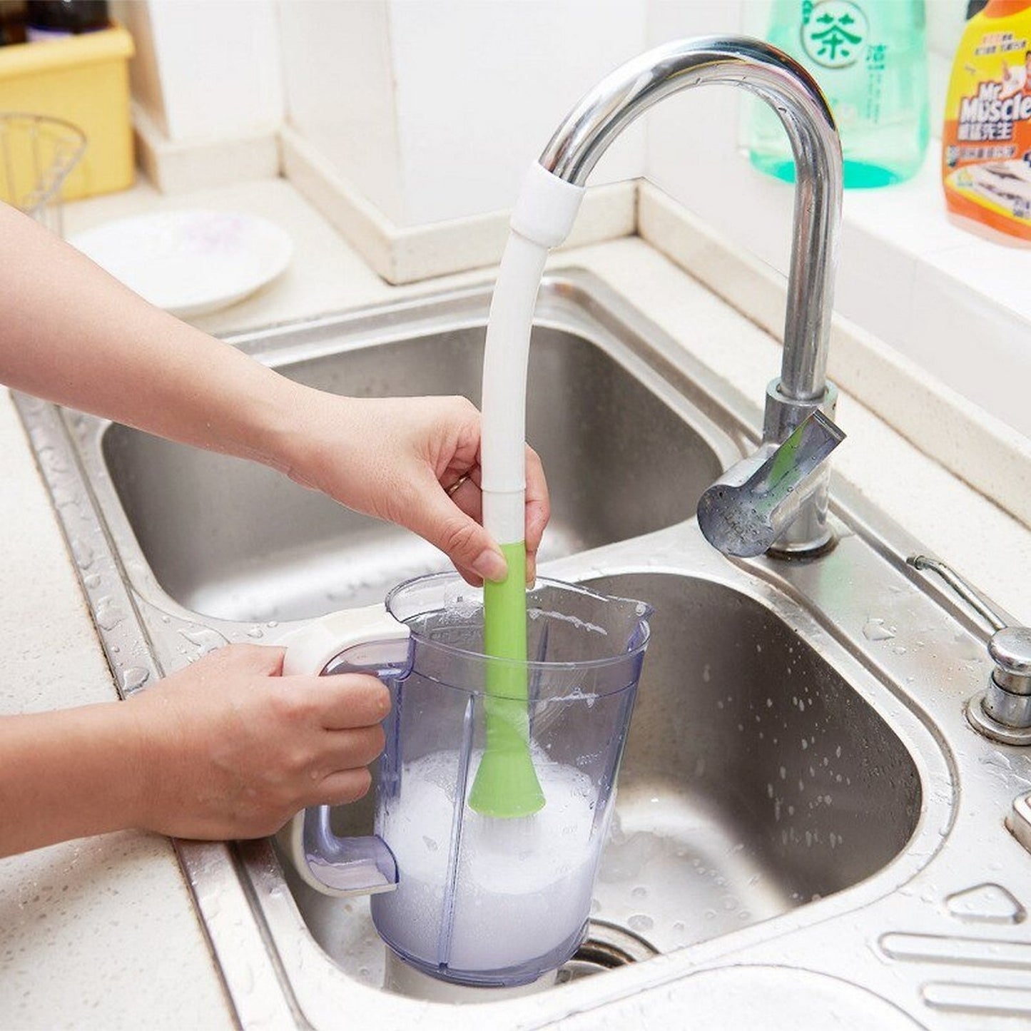 Water Bendable Faucet Cleaning Brush For Kitchen Sink - FlyingCart.pk