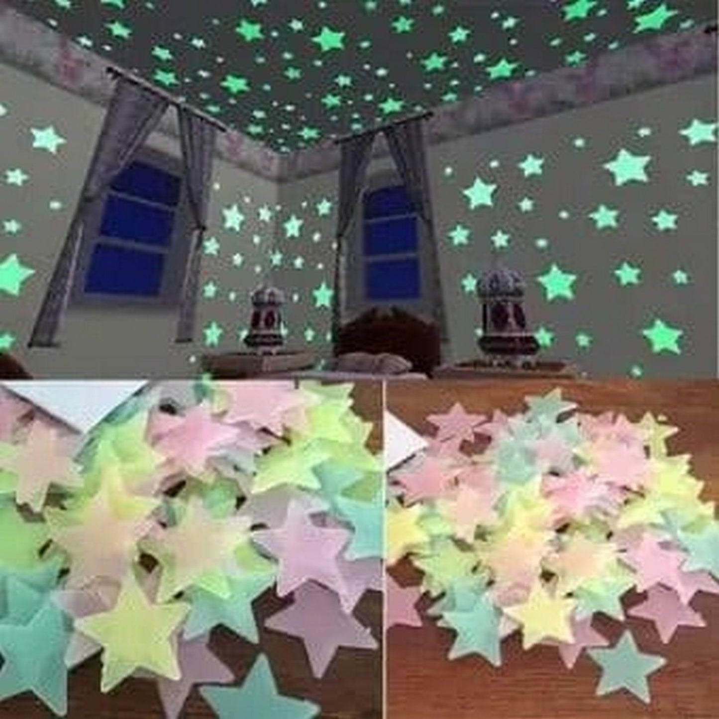 Luminous Glowing Stars Wall And Ceiling Stickers (Pack of 100) - FlyingCart.pk