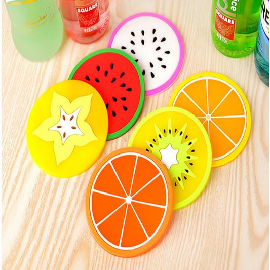 Silicone Beautiful Fruits Slices Shape Tea Mat Pad (Random Designs) Pack Of 5 - FlyingCart.pk