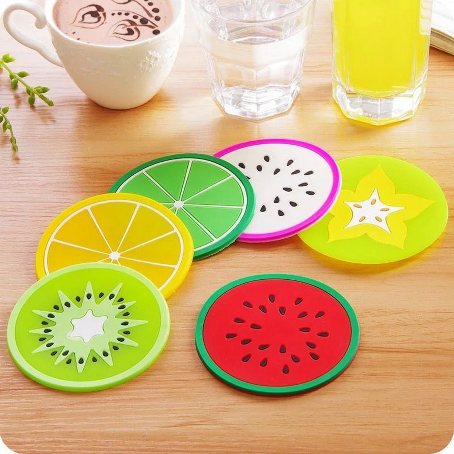 Silicone Beautiful Fruits Slices Shape Tea Mat Pad (Random Designs) Pack Of 5 - FlyingCart.pk